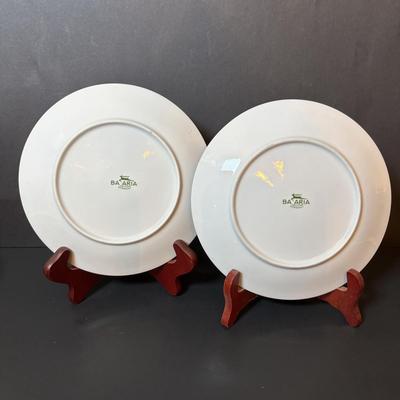 LOT 87: Vintage Bavaria, Germany Trout Plates, Signed Lotus Flowers/Bird Painting & Freeman & McFarlin Ceramic Candlestick