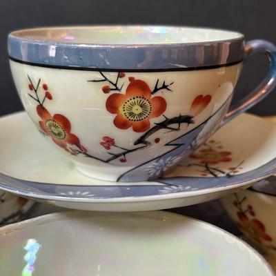 LOT 88: Collection of Hand Painted China including a Tea Set, Salt/Pepper Shakers & Decorative Plate