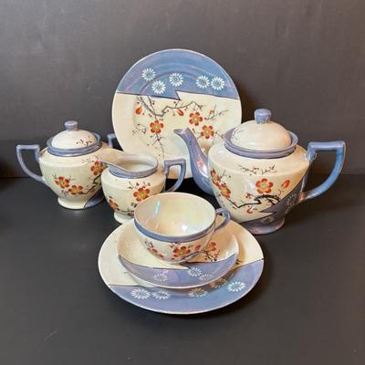 LOT 88: Collection of Hand Painted China including a Tea Set, Salt/Pepper Shakers & Decorative Plate