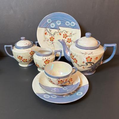 LOT 88: Collection of Hand Painted China including a Tea Set, Salt/Pepper Shakers & Decorative Plate