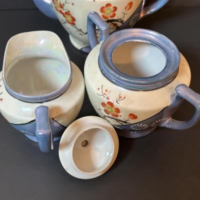 LOT 88: Collection of Hand Painted China including a Tea Set, Salt/Pepper Shakers & Decorative Plate