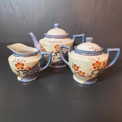 LOT 88: Collection of Hand Painted China including a Tea Set, Salt/Pepper Shakers & Decorative Plate