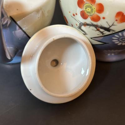 LOT 88: Collection of Hand Painted China including a Tea Set, Salt/Pepper Shakers & Decorative Plate