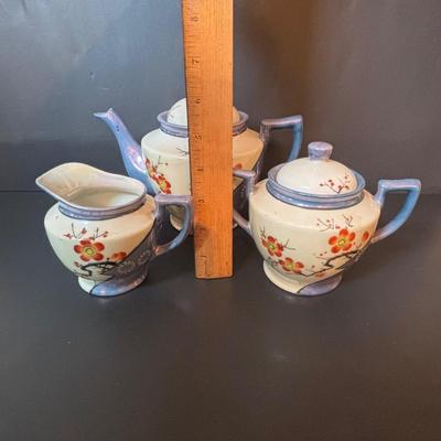 LOT 88: Collection of Hand Painted China including a Tea Set, Salt/Pepper Shakers & Decorative Plate