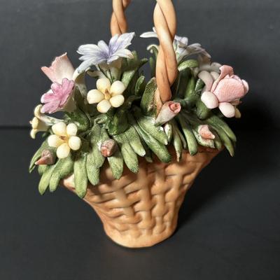 LOT 89: Home Decor Wall Sconces/Shelves & Still Life Print, Capodimonte Basket of Flowers,Glass Dual Light Candlestick/Holder...
