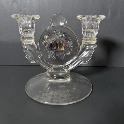 LOT 89: Home Decor Wall Sconces/Shelves & Still Life Print, Capodimonte Basket of Flowers,Glass Dual Light Candlestick/Holder...