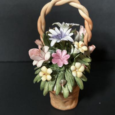 LOT 89: Home Decor Wall Sconces/Shelves & Still Life Print, Capodimonte Basket of Flowers,Glass Dual Light Candlestick/Holder...
