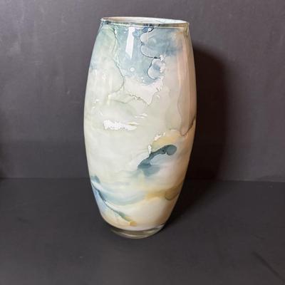 LOT 90: DJ Copenhagen Denmark Porcelain Cat, Orrefors Crystal Vase and Marbled Glass Vase