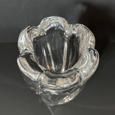 LOT 90: DJ Copenhagen Denmark Porcelain Cat, Orrefors Crystal Vase and Marbled Glass Vase