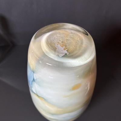 LOT 90: DJ Copenhagen Denmark Porcelain Cat, Orrefors Crystal Vase and Marbled Glass Vase