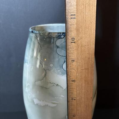LOT 90: DJ Copenhagen Denmark Porcelain Cat, Orrefors Crystal Vase and Marbled Glass Vase