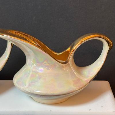 LOT 92: Royal Stafford & Queens Rosina China Co. Dessert Plates, 24k Hand Decorated Creamer/Sugar Bowl & More