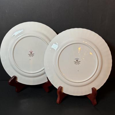 LOT 92: Royal Stafford & Queens Rosina China Co. Dessert Plates, 24k Hand Decorated Creamer/Sugar Bowl & More