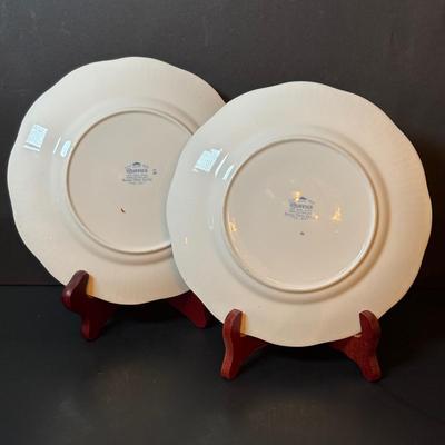 LOT 92: Royal Stafford & Queens Rosina China Co. Dessert Plates, 24k Hand Decorated Creamer/Sugar Bowl & More