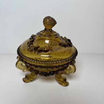 LOT 95: Beautiful Glass Argonaut Shell Footed Candy Dish and Teal Ruffled Bowl