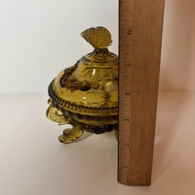 LOT 95: Beautiful Glass Argonaut Shell Footed Candy Dish and Teal Ruffled Bowl