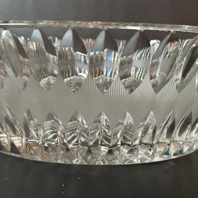LOT 96: Collection of Uniqueness & Elegance Crystal: MCM Aqua Color Ribbed Textured Bowl w/Lid, Candle Sticks, Patterned Bowl