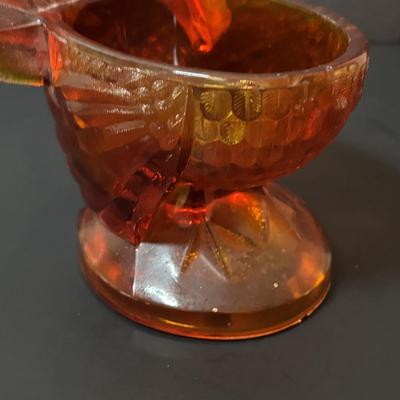 LOT 97: Vintage Amberia Lidded Turkey Dish & Hen on a Nest