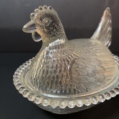 LOT 97: Vintage Amberia Lidded Turkey Dish & Hen on a Nest