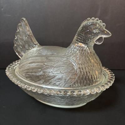 LOT 97: Vintage Amberia Lidded Turkey Dish & Hen on a Nest