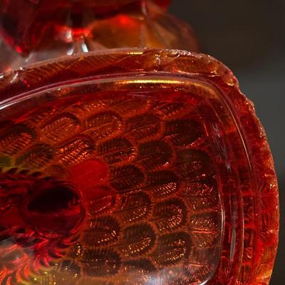 LOT 97: Vintage Amberia Lidded Turkey Dish & Hen on a Nest