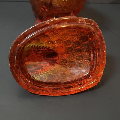 LOT 97: Vintage Amberia Lidded Turkey Dish & Hen on a Nest