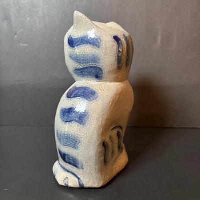LOT 217: Boats on Dune Signed M, Weston Painting, Pottery Fish Platters, Eldreth Salt Glaze Pottery Cat