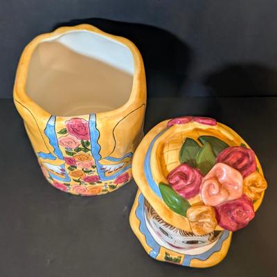 LOT 110: Bella Casa by Ganz Susan Paley "Minna" Cookie Jar & "Roseann" Vase