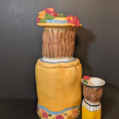 LOT 110: Bella Casa by Ganz Susan Paley "Minna" Cookie Jar & "Roseann" Vase