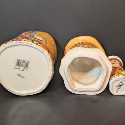 LOT 110: Bella Casa by Ganz Susan Paley "Minna" Cookie Jar & "Roseann" Vase