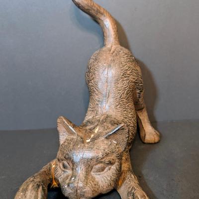 LOT 113: Heavy Cast Metal Stretching Cat Doorstop