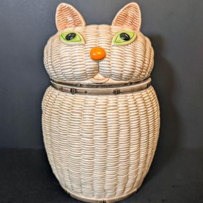 LOT 116: Vintage Otagiri Ceramic "Wicker" Cookie Jar w/Matching Bank