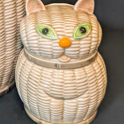 LOT 116: Vintage Otagiri Ceramic "Wicker" Cookie Jar w/Matching Bank