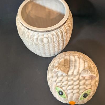 LOT 116: Vintage Otagiri Ceramic "Wicker" Cookie Jar w/Matching Bank