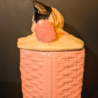 LOT 119: Vintage McCoy Kitten in Pink Basket Cookie Jar