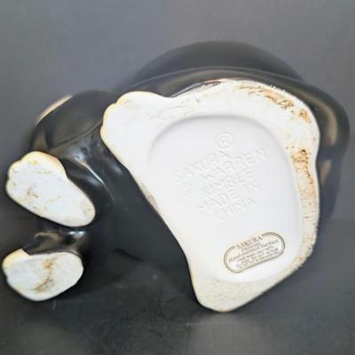 LOT 120: Sakura Warren Kimble Black & White Tuxedo Cat Cookie Jar