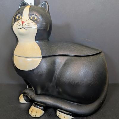 LOT 120: Sakura Warren Kimble Black & White Tuxedo Cat Cookie Jar