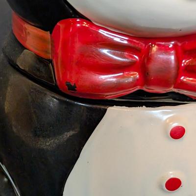 LOT 121: White & Black Cat w/Red Bowtie Cookie Jar
