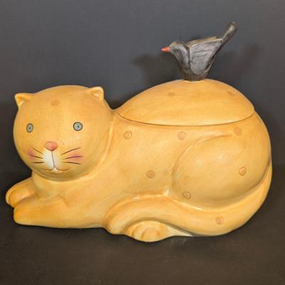 LOT 122: Sakura Debbie Mumm Orange Cat Cookie Jar