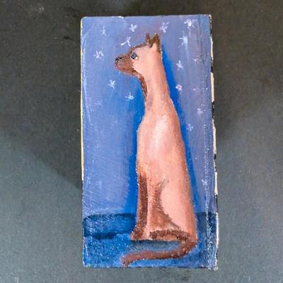 LOT 124: Collection of Salt/Pepper Shakers, Colbalt Blue & Olive Green Bottles, Hand Painted Cat Blocks
