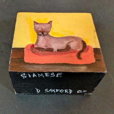 LOT 124: Collection of Salt/Pepper Shakers, Colbalt Blue & Olive Green Bottles, Hand Painted Cat Blocks