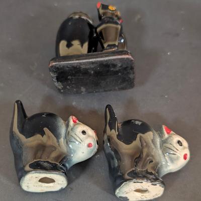 LOT 127F: Large Vintage/Antique Collection Of Black/Black & White Cat Salt & Pepper Shakers, Shows Appropriate Age Wear
