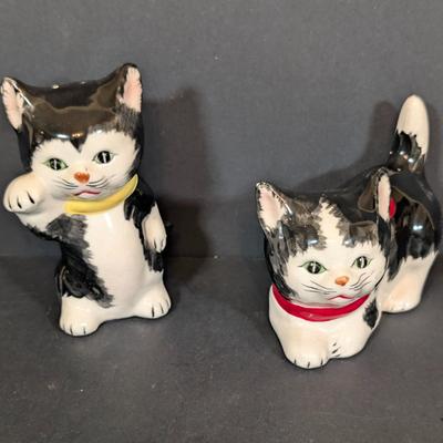 LOT 127F: Large Vintage/Antique Collection Of Black/Black & White Cat Salt & Pepper Shakers, Shows Appropriate Age Wear