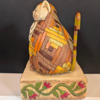 LOT 129K: Jim Shore 2003 Heartwood Creek Enesco "Elijah" Sitting Tabby & 2008 Full Moon/Halloween Black Cat Figurines