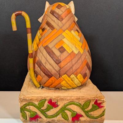 LOT 129K: Jim Shore 2003 Heartwood Creek Enesco "Elijah" Sitting Tabby & 2008 Full Moon/Halloween Black Cat Figurines