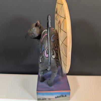 LOT 129K: Jim Shore 2003 Heartwood Creek Enesco "Elijah" Sitting Tabby & 2008 Full Moon/Halloween Black Cat Figurines