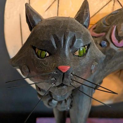 LOT 129K: Jim Shore 2003 Heartwood Creek Enesco "Elijah" Sitting Tabby & 2008 Full Moon/Halloween Black Cat Figurines