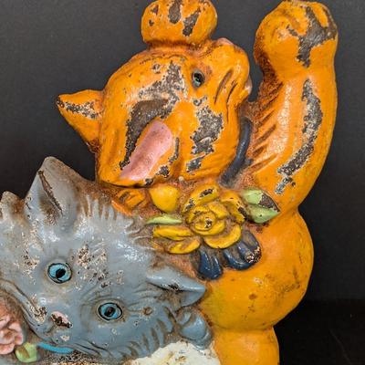 LOT 131K: Vintage Cast Iron Kittens at Play Doorstop