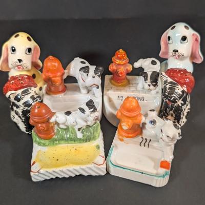 LOT 134: Vintage Made in Japan Bulldog Ashtrays/Trinket Dishes, Spotted Dog Salt/Pepper Shakers and Scottie Doa Salt/Pepper Shakers