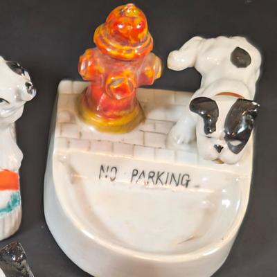 LOT 134: Vintage Made in Japan Bulldog Ashtrays/Trinket Dishes, Spotted Dog Salt/Pepper Shakers and Scottie Doa Salt/Pepper Shakers